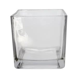 Square Clear Glass Vase for Modern Home Décor