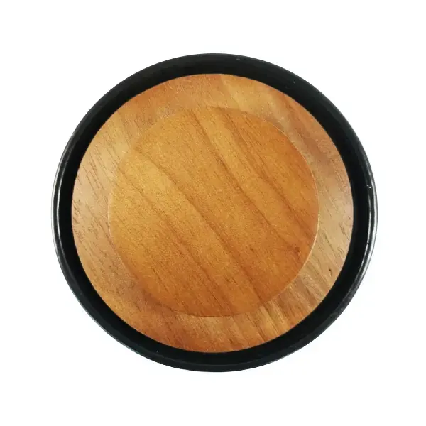 Ceramic Black and White Jar with Wooden Lid