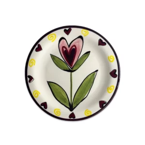 Set of 4 - Artistic Painted Plate (Flower Heart)
