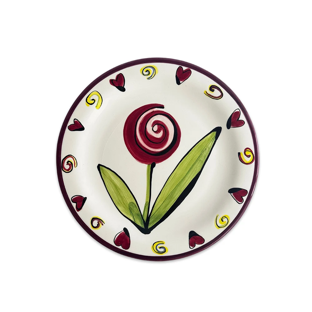 Set of 4 - Artistic Painted Plate (Lollipop Flower)