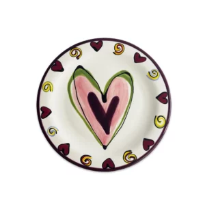 Set of 4 - Artistic Painted Plate (Pink Heart)